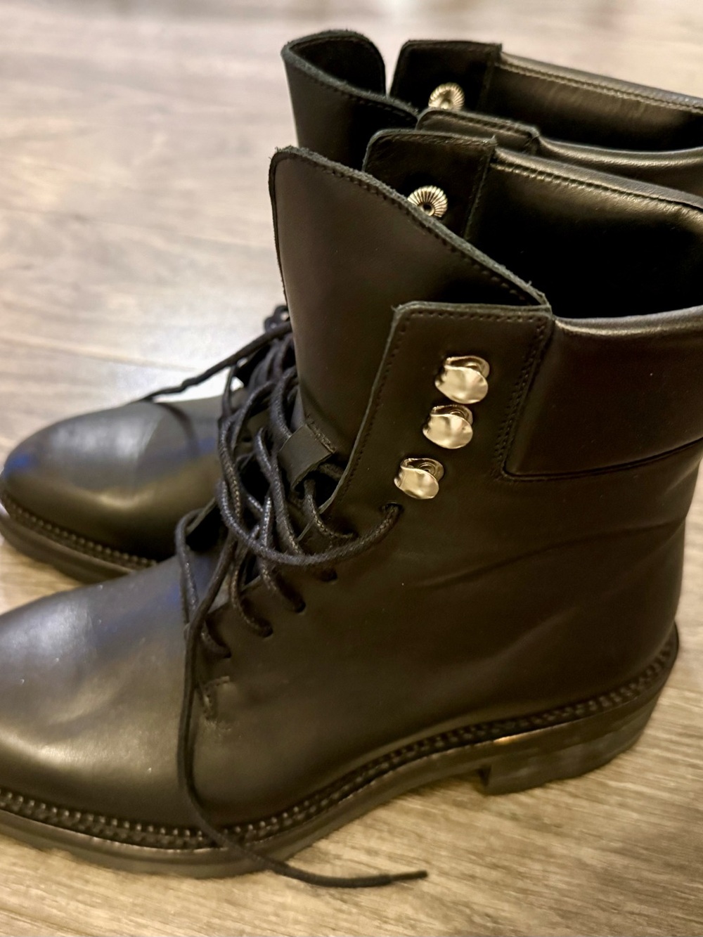 Alexander Wang Black Leather Over-the-Knee Lace-Up Boots with Silver Hardware